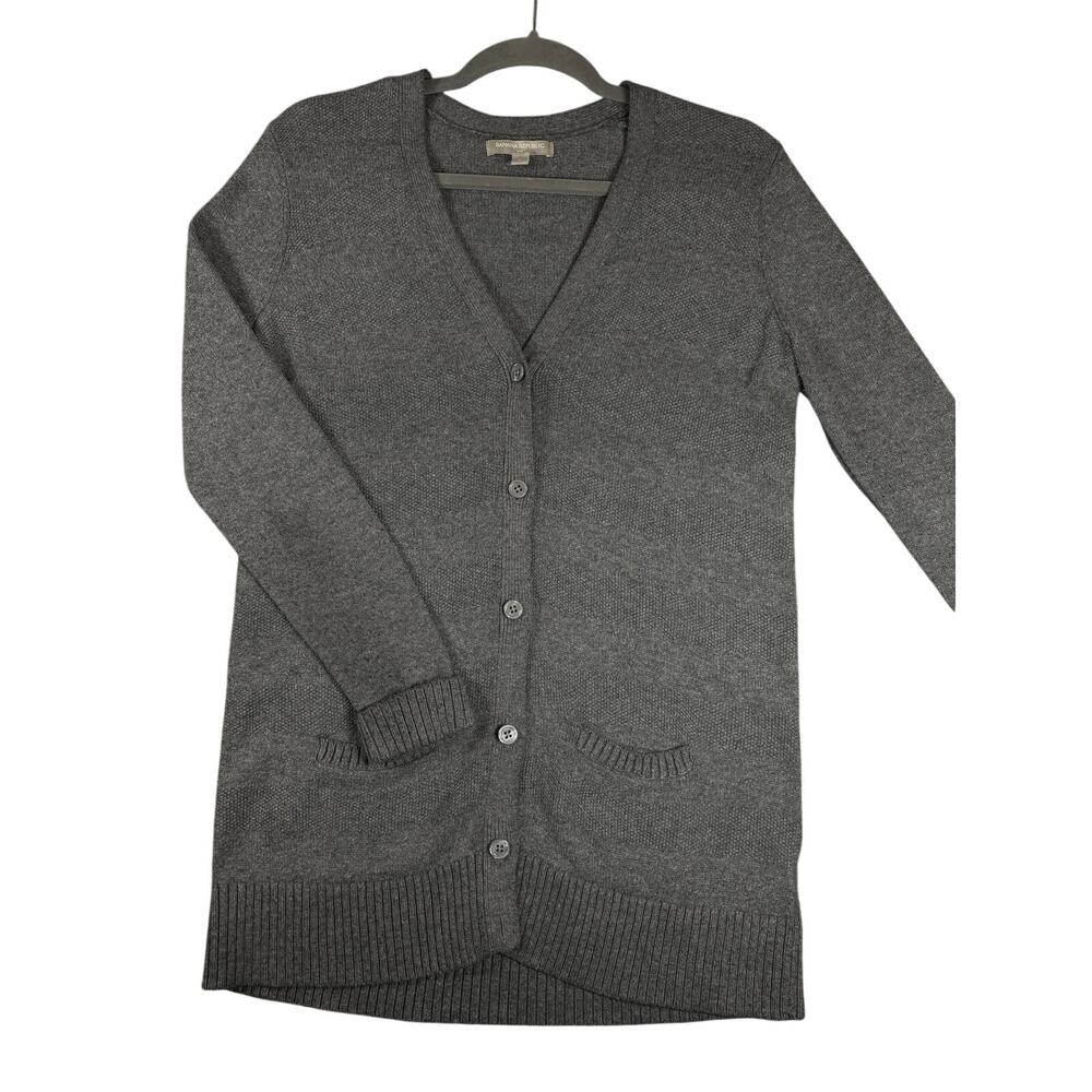 Banana Republic Gray Longline Button Cardigan Sweater Small